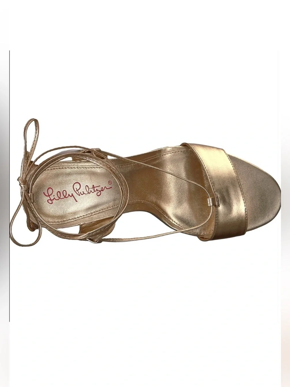 Lilly Pulitzer Aria Wedge Gold Sandals Sz 8.5